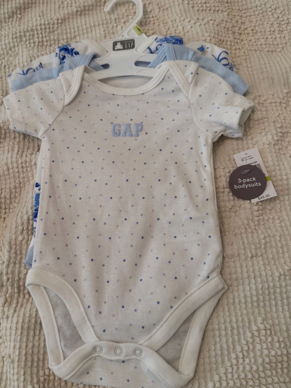 NWT~ GAP Short-Sleeve One-Piece Bodysuits - 3-Pack. Size 3-6 months